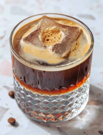 Erfrischendes Espresso Tonic mit Brombeeren im Glas, perfekt für Kaffeefans.
