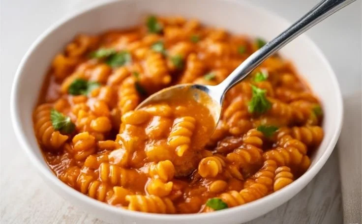 Schüssel mit Pasta e Fagioli, einer italienischen Bohnensuppe mit Pasta.