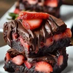 Schoko Erdbeer Brownies mit frischen Erdbeeren und Schokolade
