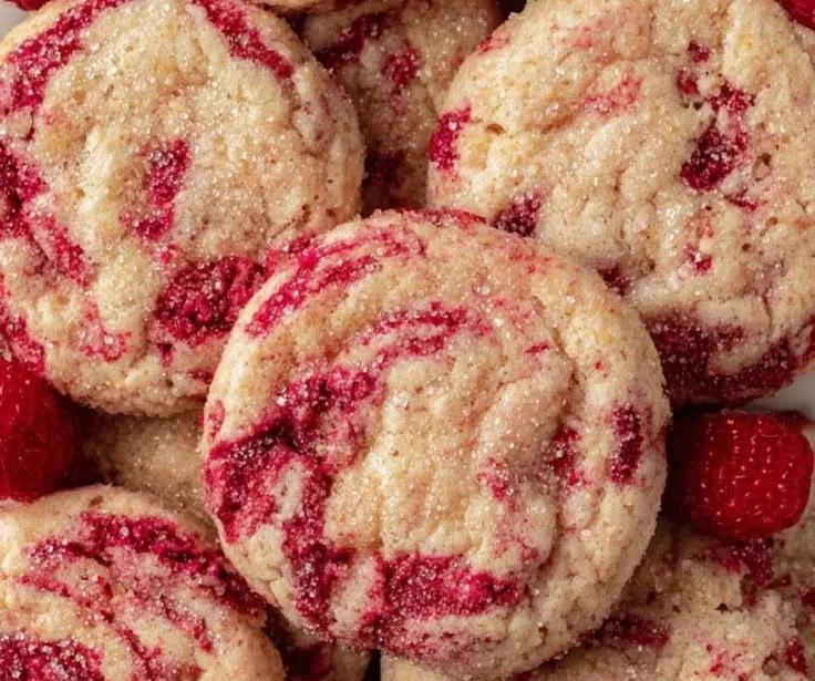 Vegane Zitronen-Himbeer-Kekse auf einem Teller