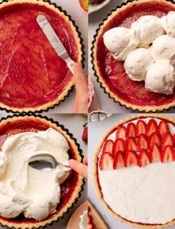 Vegane Erdbeertarte mit frischen Erdbeeren und einem knusprigen Boden