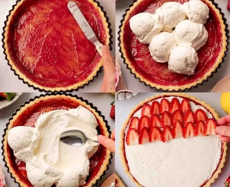 Vegane Erdbeertarte mit frischen Erdbeeren und einem knusprigen Boden