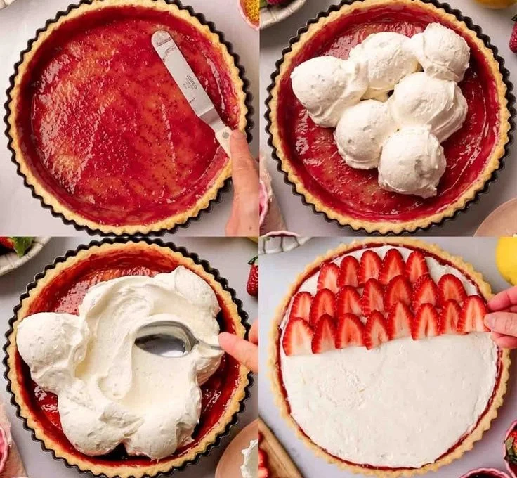 Vegane Erdbeertarte mit frischen Erdbeeren und einem knusprigen Boden