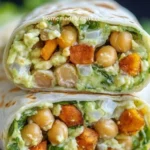 Vegane Kichererbsen-Caesar-Wraps auf einem Teller serviert