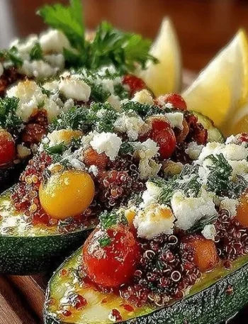 Mediterrane gefüllte Zucchini-Boote mit frischen Zutaten