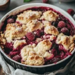 Schwarze Himbeer-Cobbler mit frischen Beeren und knusprigem Teig
