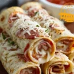 Leckere Tortilla Pizza Rolls Schnell als Snack oder Partygericht serviert