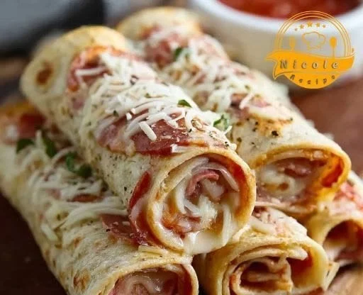 Leckere Tortilla Pizza Rolls Schnell als Snack oder Partygericht serviert