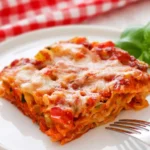Vegane Gemüselasagne mit frischem Gemüse und schmackhaften Saucen