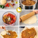 Vegane Lahmacun mit frischem Gemüse und gewürzten Kräutern