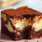 Vegane Tiramisu Käsekuchen Brownies auf einem Teller angerichtet