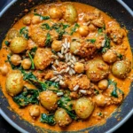 Cremige Paprika Kartoffeln auf einem Teller, perfekt gewürzt und serviert.