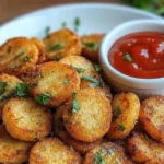 Gesunde Kichererbsennuggets auf einem Teller serviert.