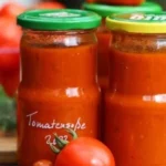Hausgemachte Tomatensoße, selbst einkochen und haltbar machen.